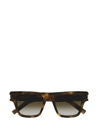 Saint Laurent Square Frame Sunglasses In 020 Havana Havana Brown
