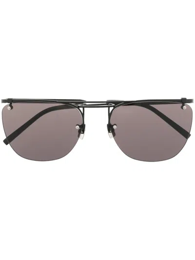 Saint Laurent Curved-edge Frame Sunglasses In Black