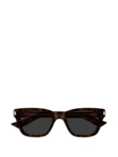 Saint Laurent Sl 874 Linea Corner Angle 002 Havana Grey Sunglasses In Brown