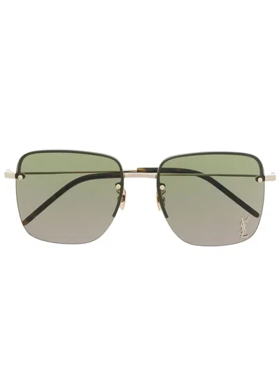 Saint Laurent Square-frame Sunglasses In Gold