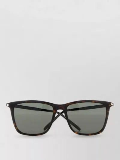 Saint Laurent Square Frame Tortoiseshell Pattern Sunglasses In Brown