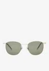 Saint Laurent Square-framed Logo Sunglasses In Gray