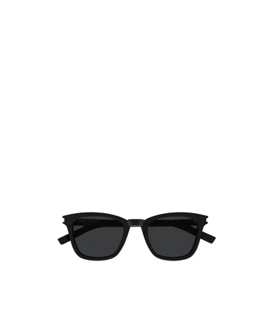 Saint Laurent Square Logo Sunglasses In Black