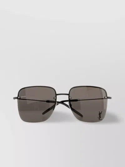 Saint Laurent Square Metal Frame Sunglasses With Dark Lenses In Brown