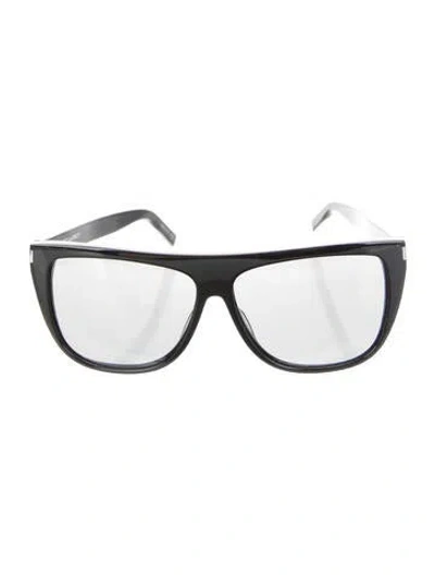 Pre-owned Saint Laurent Square Mirrored Sunglasses In Black