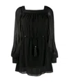 Saint Laurent Square Neck Mini Dress In Black