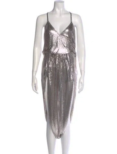 Pre-owned Saint Laurent Square Neckline Midi Length Dress W/ Tags In Neutral