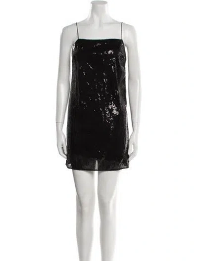 Pre-owned Saint Laurent Square Neckline Mini Dress In Black