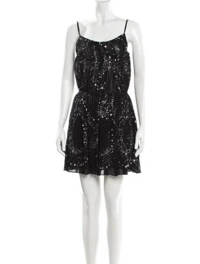 Pre-owned Saint Laurent Square Neckline Mini Dress In Black/metallic/silver