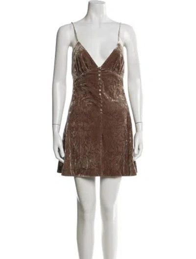 Pre-owned Saint Laurent Square Neckline Mini Dress W/ Tags In Brown