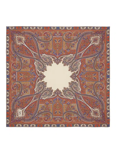 Saint Laurent Rectangular Paisley Patterned Scarf Detailing In Multi