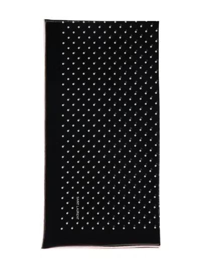 Saint Laurent Square Polka-dot Scarf In Black