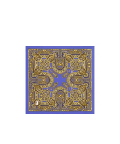 Saint Laurent Square Scarf In Paisley Silk Twill In Blue
