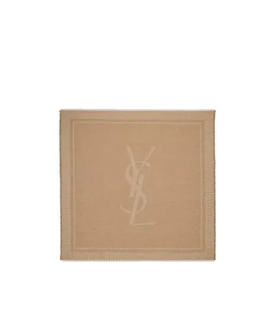 Saint Laurent Square Scarf In Brown