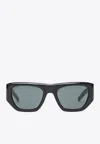 Saint Laurent Square-shaped Logo Sunglasses In Black