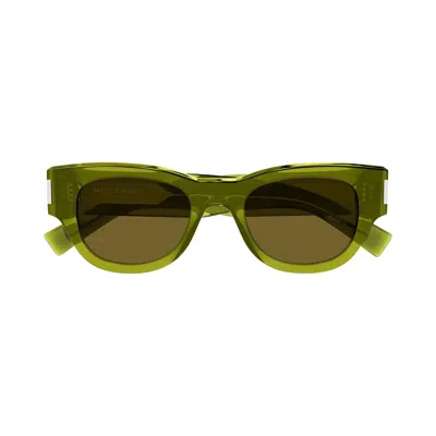 Pre-owned Saint Laurent Square Sunglasses 'green/brown' | Women's Size Onesize