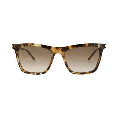 Pre-owned Saint Laurent Square Sunglasses 'havana/silver/brown' | Women's Size Onesize