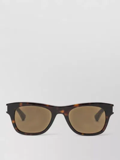 Saint Laurent Square Sunglasses Tinted Lenses Tortoiseshell Frame In Brown