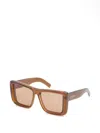 Saint Laurent Howl Rectangular Sunglasses Nylon Lenses Temples In Marrone