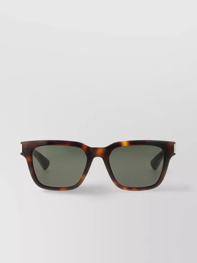 Saint Laurent Square Sunglasses With Tinted Lenses And Tortoiseshell Frame In Brown