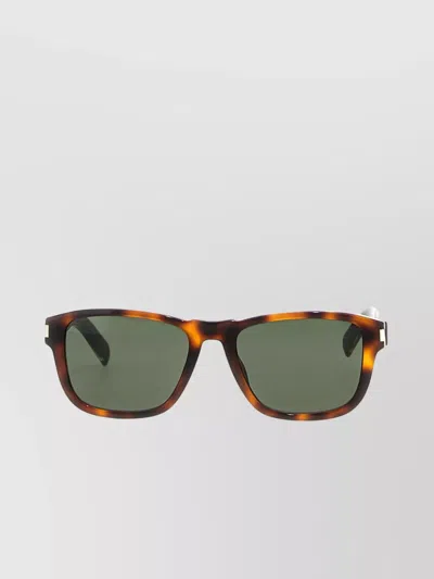 SAINT LAURENT SQUARE SUNGLASSES WITH TINTED LENSES AND TORTOISESHELL FRAME