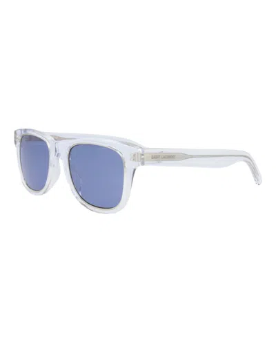 Pre-owned Saint Laurent Square Sunglasses/30013258004) In Crystal/blue (sl51rim