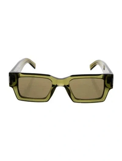 Pre-owned Saint Laurent Square Tinted Sunglasses In Clear/green