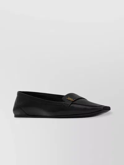 Saint Laurent Square Toe Ballerina Shoes In Black
