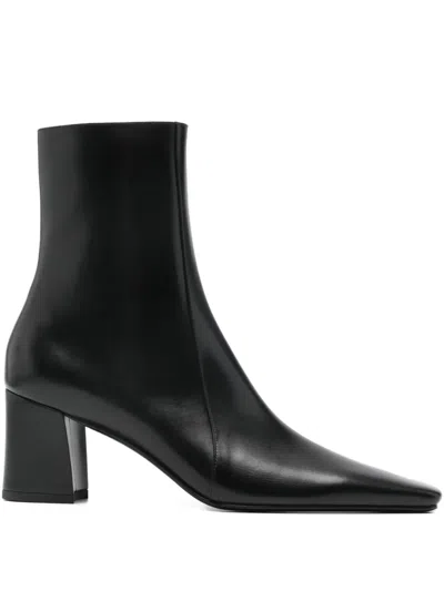 Saint Laurent Square-toe Block-heel Boot In Black