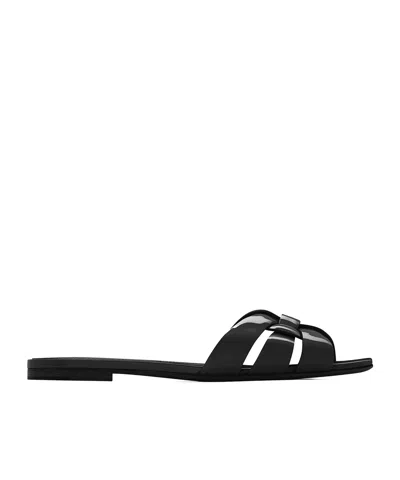 Saint Laurent Logo Detail Sandals In Animal Print