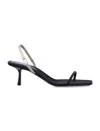 Saint Laurent 55 Kitten Heel Strappy Square Toe Pumps In Red