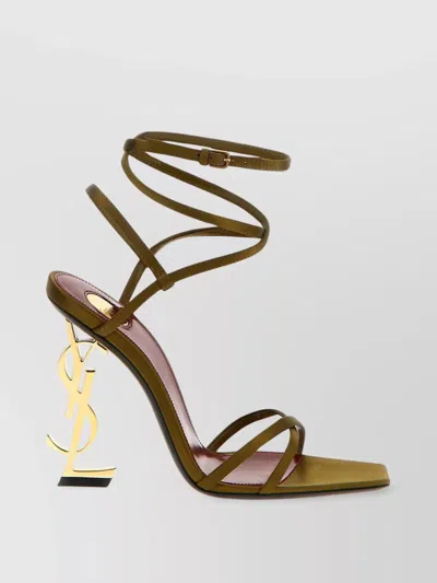 Saint Laurent Opyum Heel Sandals In Gold