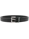 Saint Laurent Squared Buckle Smooth Leather Cassandre Thin Belt Accessories