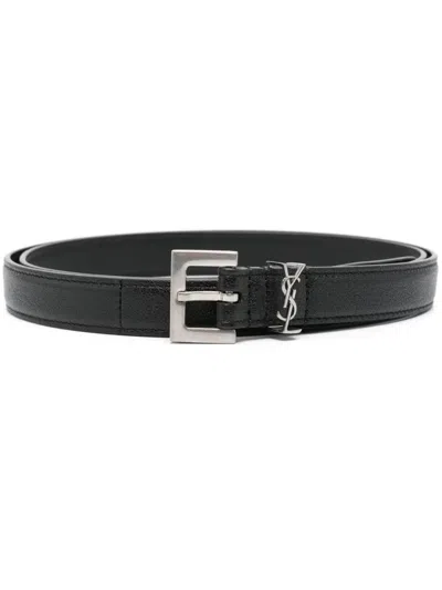 SAINT LAURENT SAINT LAURENT SQUARED BUCKLE SMOOTH LEATHER CASSANDRE THIN BELT ACCESSORIES