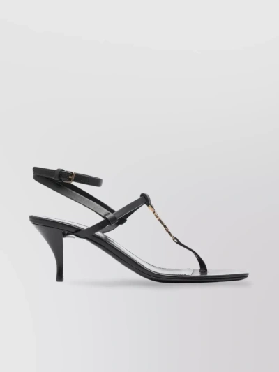 Saint Laurent Squared Strappy Stiletto Sandals In Black