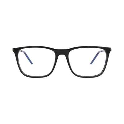 Pre-owned Saint Laurent Square-frame Acetate Optical Frames 'black/silver/transparent' | Men's Size Onesize