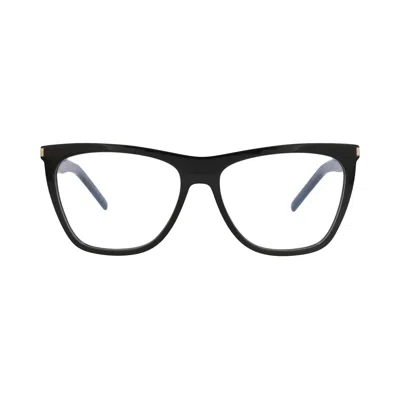 Pre-owned Saint Laurent Square-frame Acetate Optical Frames 'black/transparent' | Women's Size Onesize