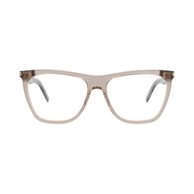 Pre-owned Saint Laurent Square-frame Acetate Optical Frames 'brown/transparent' | Women's Size Onesize