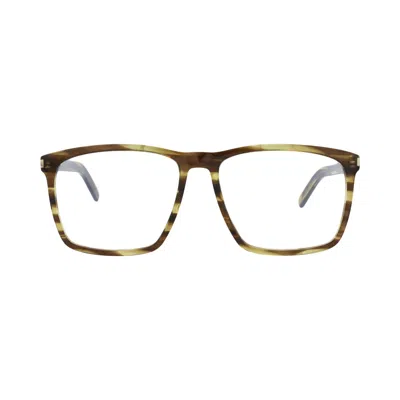Pre-owned Saint Laurent Square-frame Acetate Optical Frames 'havana Havana Transparent' | Brown | Men's Size O