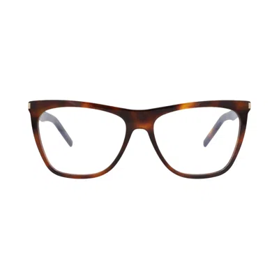 Pre-owned Saint Laurent Square-frame Acetate Optical Frames 'havana/transparent' | Brown | Women's Size Onesiz