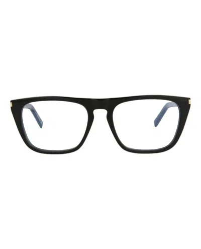 Pre-owned Saint Laurent Squareframe Acetate Optical Frames In Black Black Transparent (sl343/30008559/003)