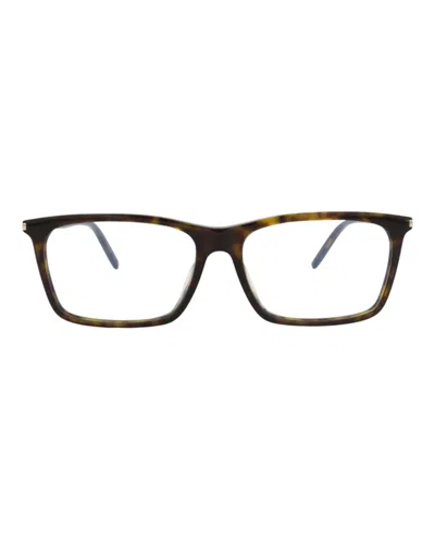 Pre-owned Saint Laurent Squareframe Acetate Optical Frames In Havana Havana Transparent (sl296f/30007772/006)