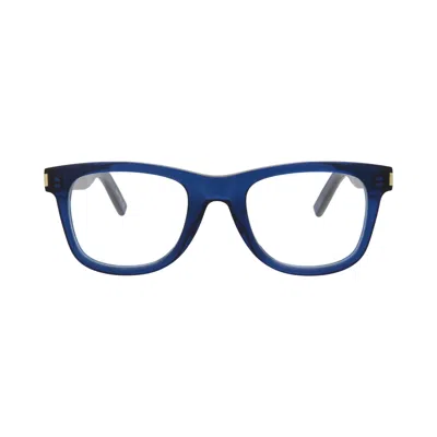 Pre-owned Saint Laurent Square-frame Acetate Optical Frames 'shiny Transparent Blue' | Men's Size Onesize