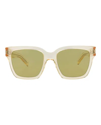 Pre-owned Saint Laurent Squareframe Acetate Sunglasses/30013052005) In Yellow/green (sl507