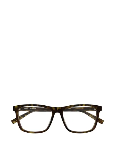 Saint Laurent Square-frame Glasses In Brown