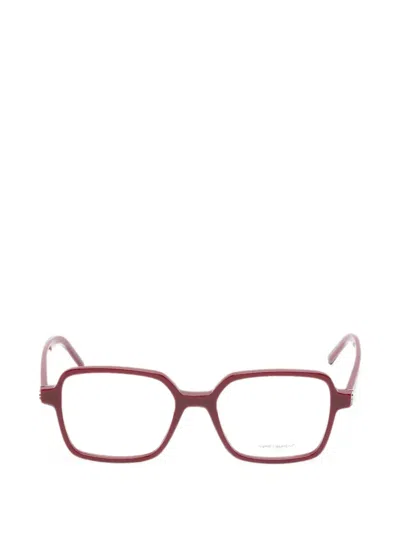 Saint Laurent Square-frame Glasses In Red