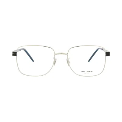 Pre-owned Saint Laurent Square-frame Metal Optical Frames 'silver Black Transparent' | Women's Size Onesize