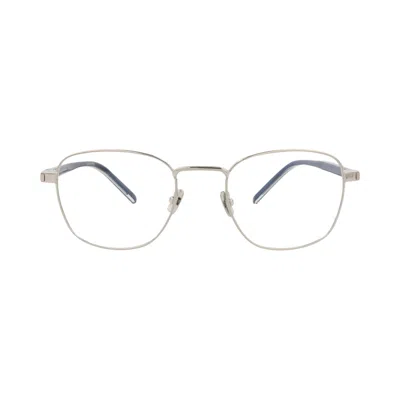 Pre-owned Saint Laurent Square-frame Metal Optical Frames 'silver/crystal/transparent' | Men's Size Onesize