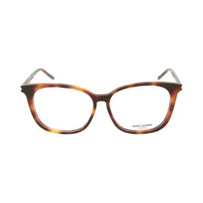Pre-owned Saint Laurent Square-frame Optical Frames 'shiny Light Havana' | Brown | Women's Size Onesize