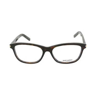 Pre-owned Saint Laurent Square-frame Optical Frames 'shiny Olive Havana' | Green | Women's Size Onesize